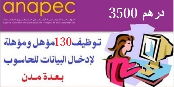 الوكالة الوطنية لإنعاش التشغيل والكفاءات: توظيف 130 مؤهل ومؤهلة لإدخال البيانات للحاسوب بعدة مدن