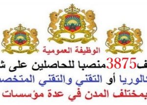 الوظيفة العمومية: توظيف 3875 منصبا في عدة تخصصات ابتداء من النيفو بكالوريا والبكالوريا فما فوق. الترشيح قبل 4 ماي 2026