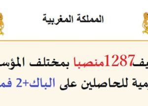 الوظيفة العمومية: توظيف 1287 منصبا بمختلف المؤسسات العمومية للحاصلين على الباك+2 فما فوق