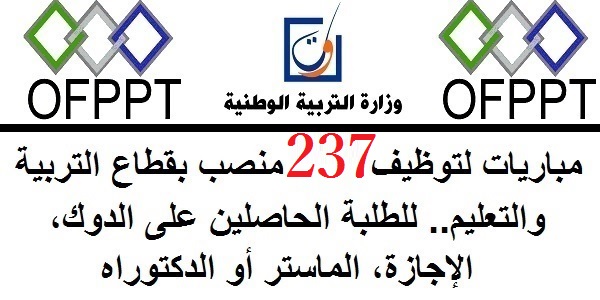 مكتب التكوين المهني وإنعش الشغل: مباريات توظيف في 237 منصبا في عدة تخصصات