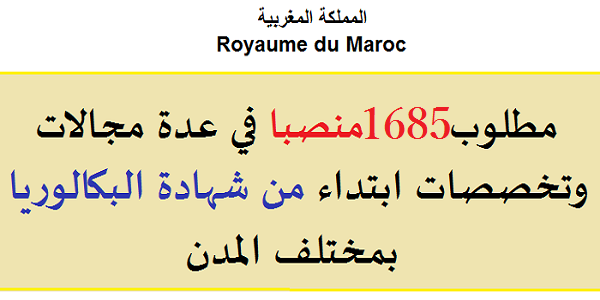 مطلوب 1685 منصبا في عدة مجالات وتخصصات ابتداء من شهادة البكالوريا بمختلف المدن