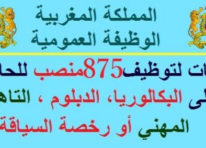 الوظيفة العمومية: توظيف 875 منصب بعدة جماعات وأقاليم للحاصلين على الباك، الدبلوم، التاهيل المهني أو رخصة السياقة