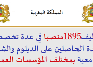 الوظيفة العمومية: توظيف 1895 منصبا في عدة تخصصات لفائدة الحاصلين على الدبلوم والشواهد الجامعية بمختلف المؤسسات العمومية