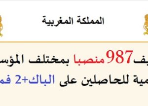 الوظيفة العمومية: توظيف 987 منصبا بمختلف المؤسسات العمومية للحاصلين على الباك+2 فما فوق
