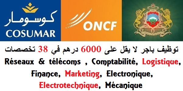توظيف باجر لا يقل على 6000 درهم في 38 تخصصات : Réseaux & télécoms , Comptabilité, Logistique, Finance, Marketing, Electronique, Electrotechnique, Mécanique
