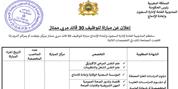 بقامة 1,75 متر للذكور و1,65 للنساء .. إعلان بالعربية لمباراة توظيف 30 قائد مربي ممتاز 2020