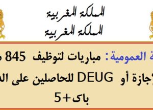 الوظيفة العمومية: مباريات لتوظيف 845 منصب للحاصلين على الدبلوم، DEUG أو الإجازة أو باك+5