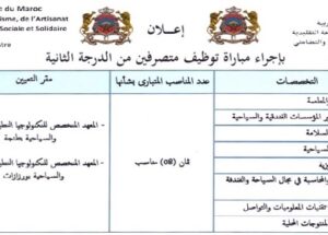 وزارة السياحة والصناعة التقليدية والاقتصاد الاجتماعي والتضامني : مباريات لتوظيف 45 مناصب. آخر أجل 2 ماي 2026