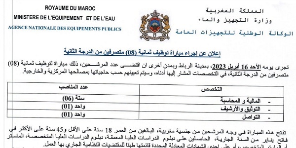 كونكورات جداد في الوكالة الوطنية للتجهيزات العامة (40 منصب) آخر أجل 21 مارس 2023