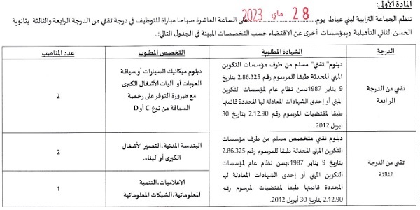 بشهادة البكالوريا أو الدبلوم ISTA.. جماعة بني عياط (إقليم أزيلال) : مباريات لتوظيف 5 مناصب. آخر أجل 19 ماي 2023