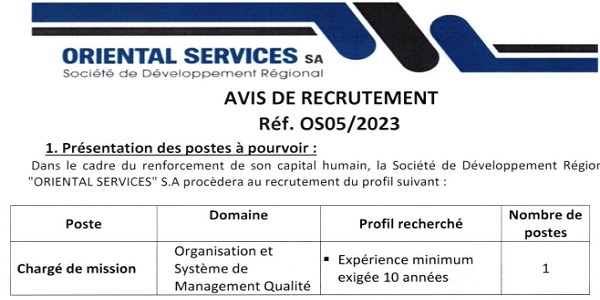كونكور جديد با شركة التنمية الجهوية Oriental Services « خدمات الشرق » (07 منصب) ، آخر أجل هو 27 اكتوبر 2023