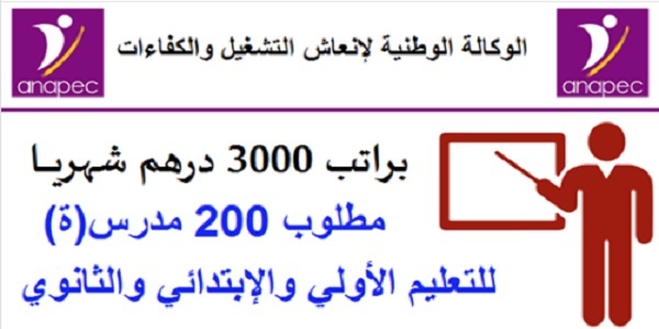 مطلوب 200 أستاذ(ة) للتعليم الخصوصي حاصلين على الباك أو الدبلوم أو الإجازة براتب 3000 درهم شهريا