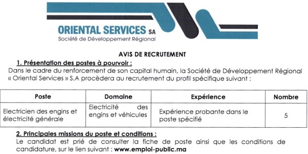 كونكور جديد با شركة التنمية الجهوية « خدمات الشرق » (137 منصب) ، آخر أجل هو 28 يناير 2024