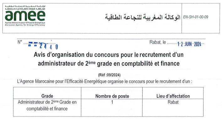 الوكالة المغربية للنجاعة الطاقية : مباريات لتوظيف 06 مناصب. آخر أجل 26 يونيو 2024