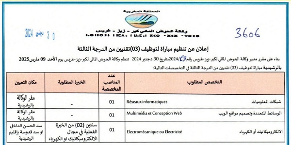 الوكالة الحضرية للراشدية : مباريات لتوظيف 04 مناصب. آخر أجل 3 دجنبر 2025